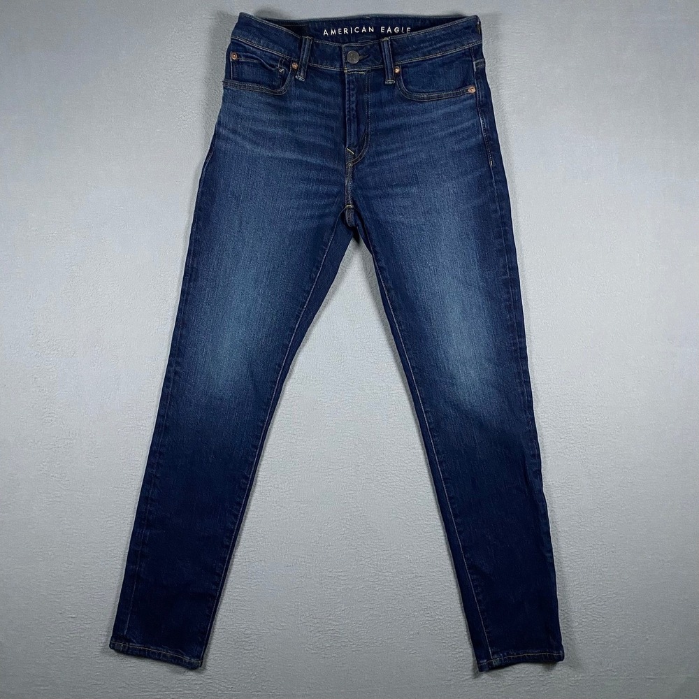 American Eagle Athletic Skinny Airflex+ Jeans Mens 28x30 Dark Wash Blue Denim‎